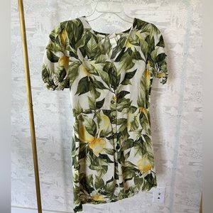 Lemon print linen dress. Size Small.